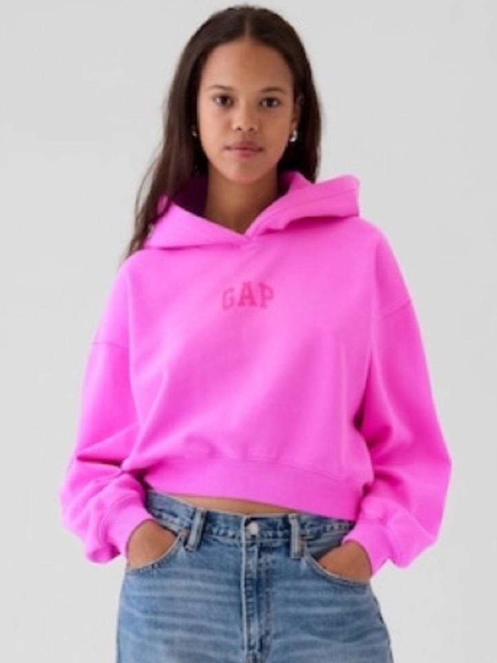 GAP hot pink vintage soft crop hoodie sweatshirt small